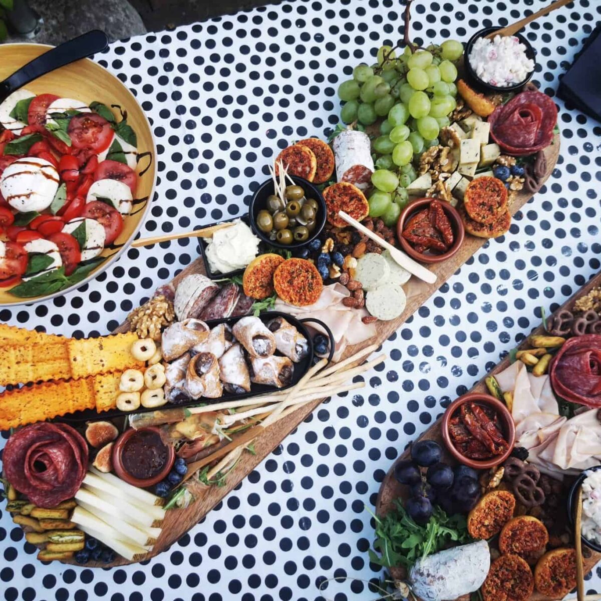 Making Italian snack platters