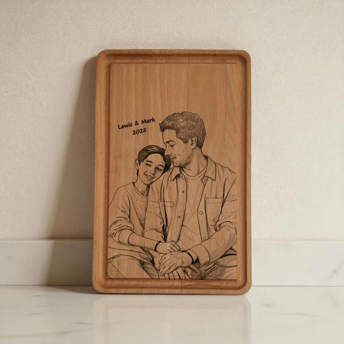 Borrelplank graveren - beuken - 25 cm x 16 cm - zelf ontwerpen