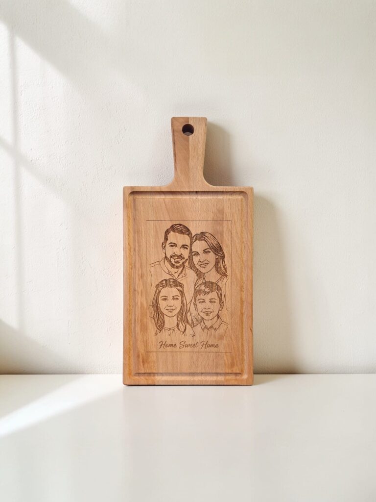 1x borrelplank graveren - zelf ontwerpen - Beuken -  33cm x 16cm