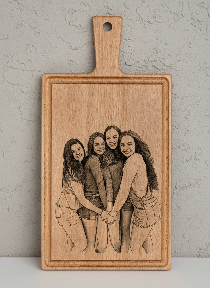 Borrelplank personaliseren - zelf ontwerpen - Beuken -  33cm x 16cm - 50