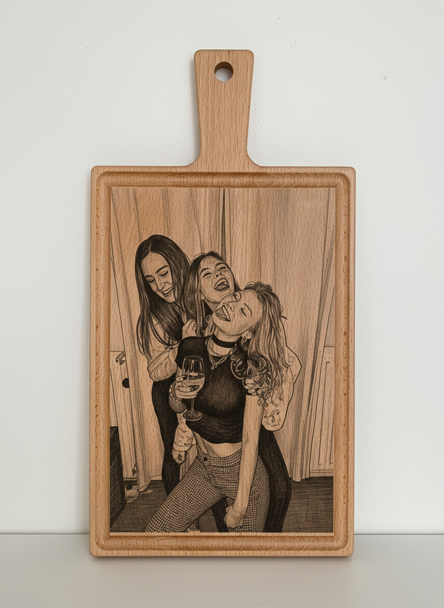 Borrelplank personaliseren - zelf ontwerpen - Beuken -  33cm x 16cm - 49