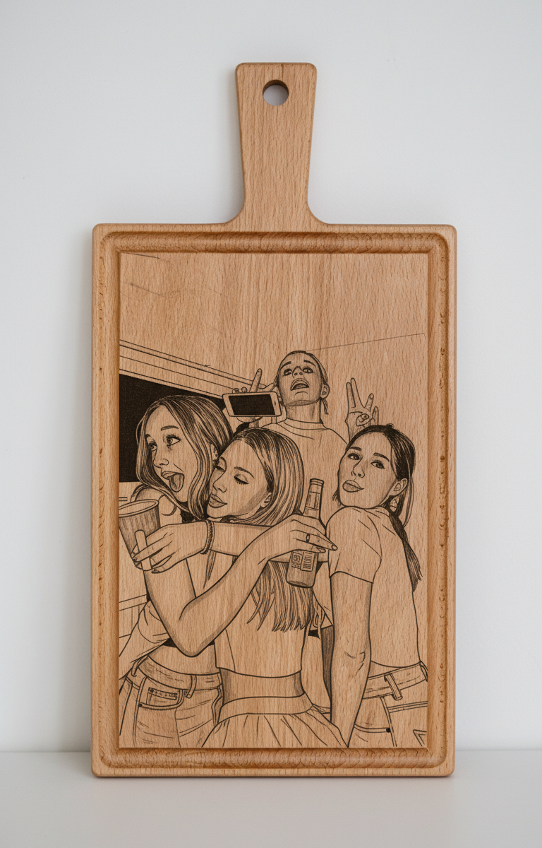 Borrelplank personaliseren - zelf ontwerpen - Beuken -  33cm x 16cm - 48