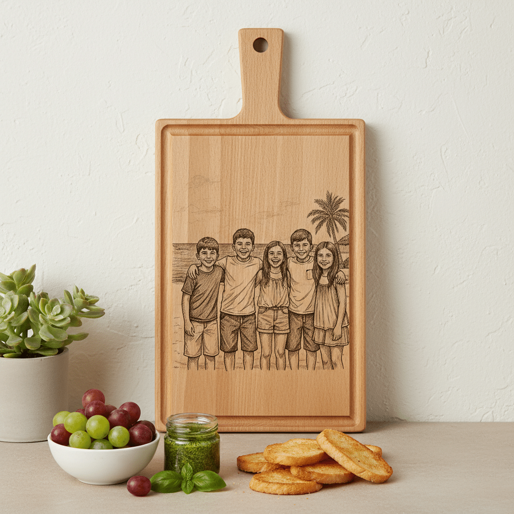 Borrelplank personaliseren - zelf ontwerpen - Beuken -  33cm x 16cm - 2