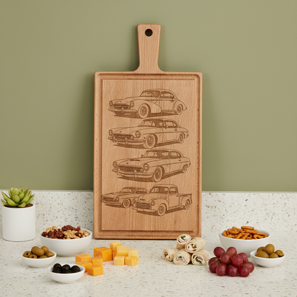 Borrelplank personaliseren - zelf ontwerpen - Beuken -  33cm x 16cm - 14