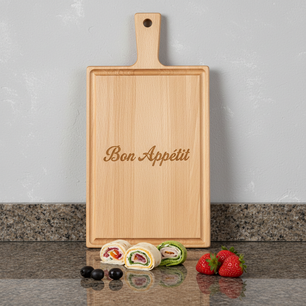 Borrelplank personaliseren - zelf ontwerpen - Beuken -  33cm x 16cm - 12