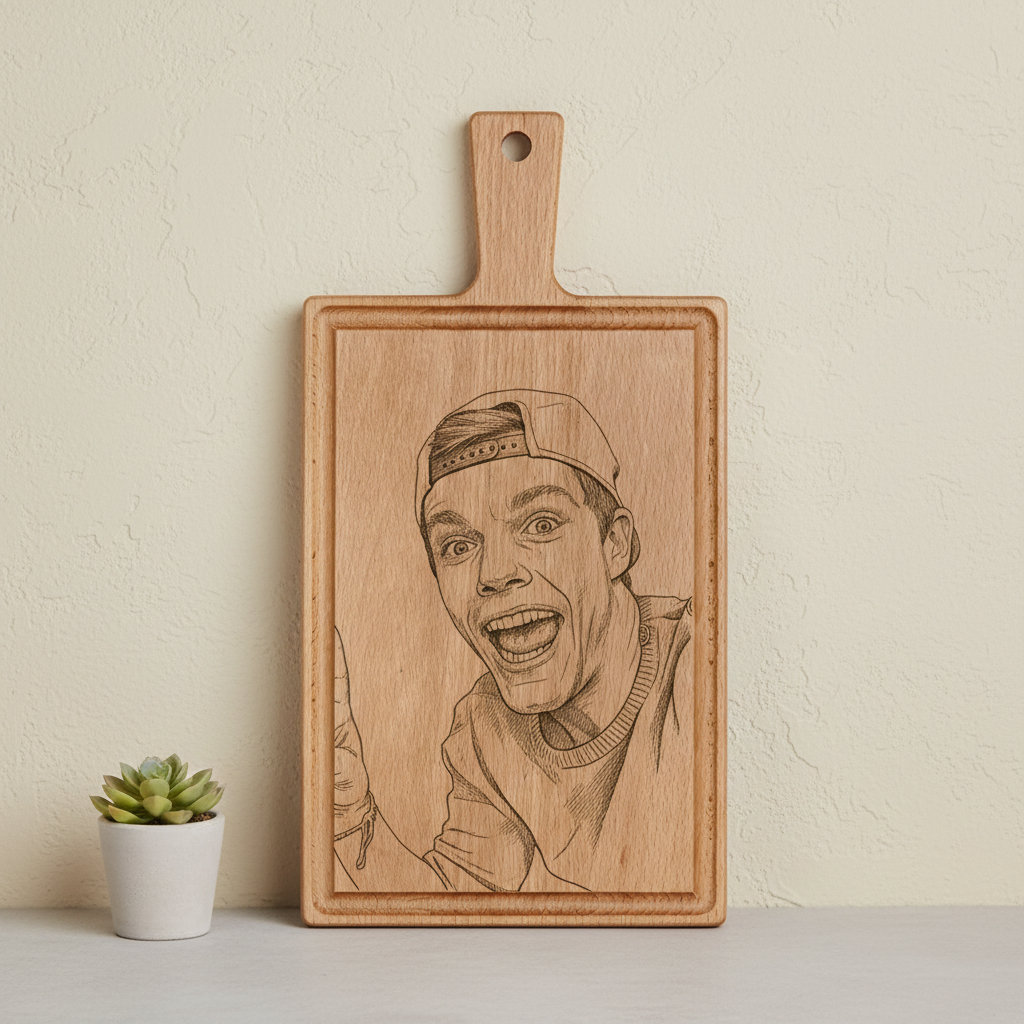 Borrelplank personaliseren - zelf ontwerpen - Beuken -  33cm x 16cm - 40