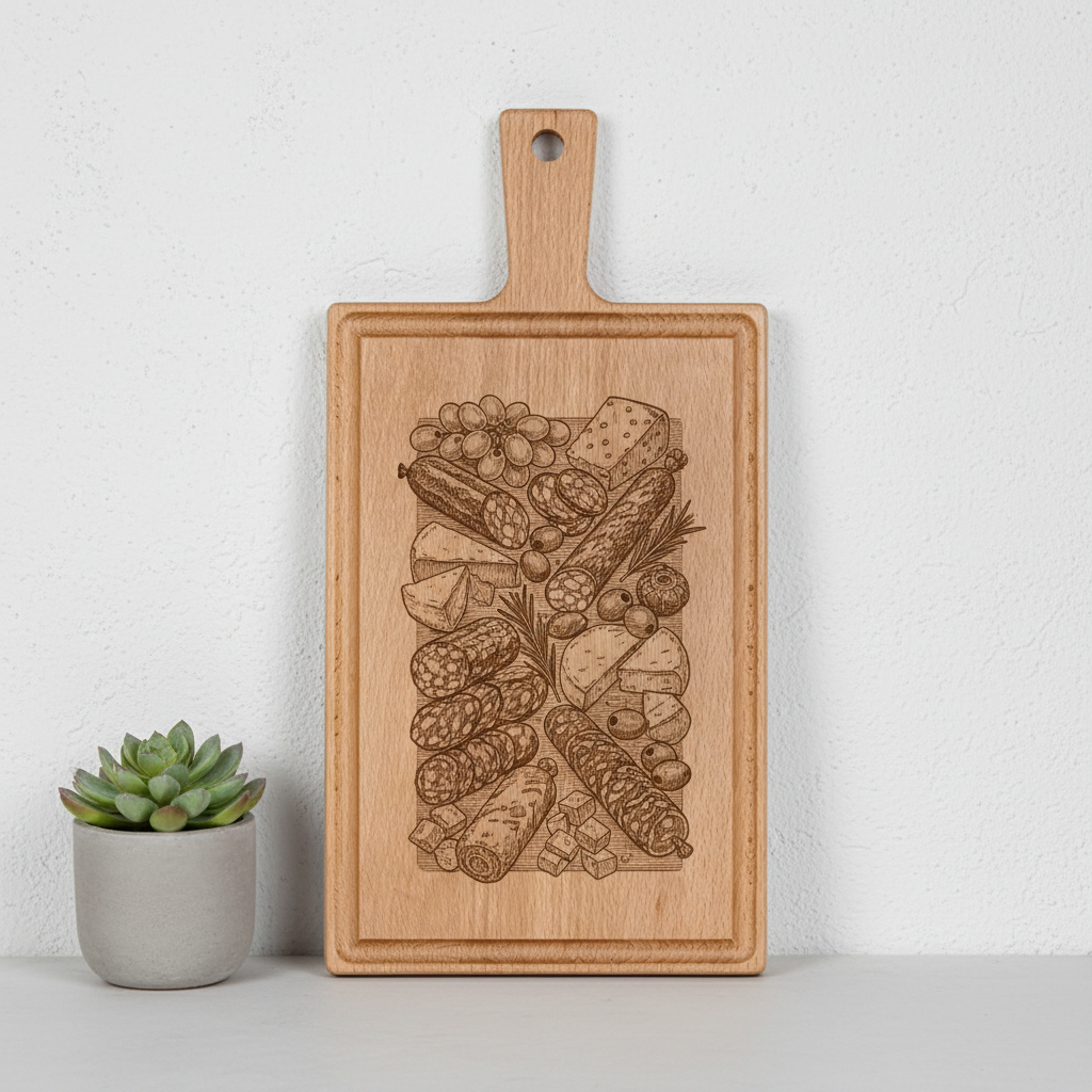 Borrelplank personaliseren - zelf ontwerpen - Beuken -  33cm x 16cm - 45