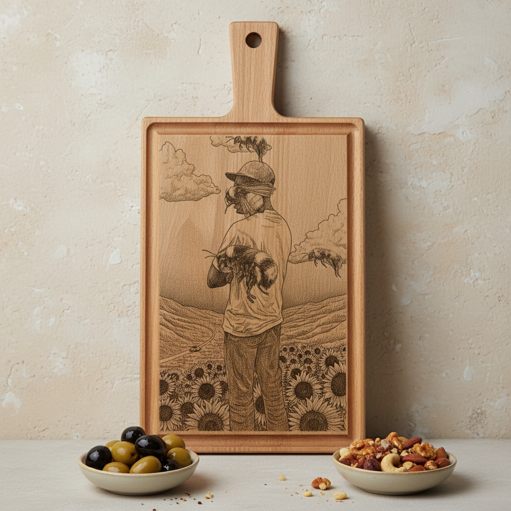 Borrelplank personaliseren - zelf ontwerpen - Beuken -  33cm x 16cm - 35