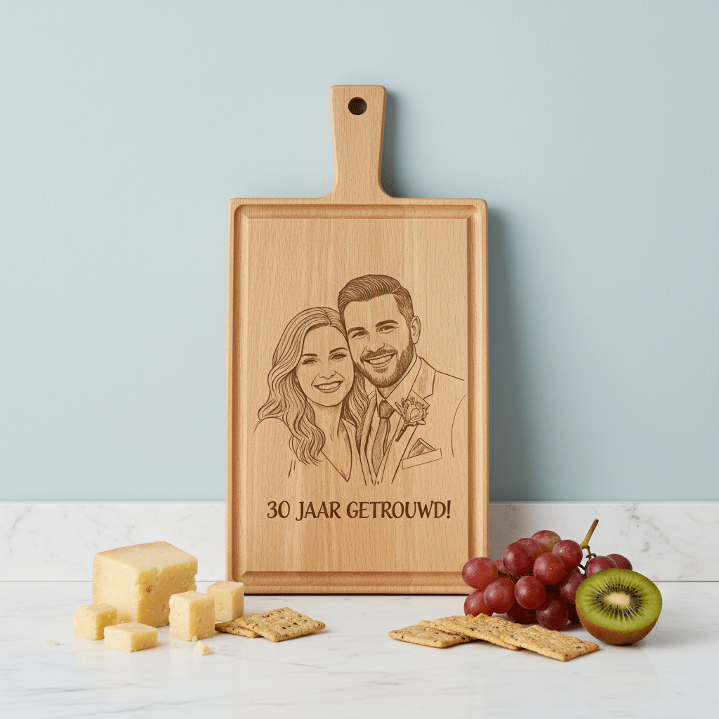 Borrelplank personaliseren - zelf ontwerpen - Beuken -  33cm x 16cm - 8