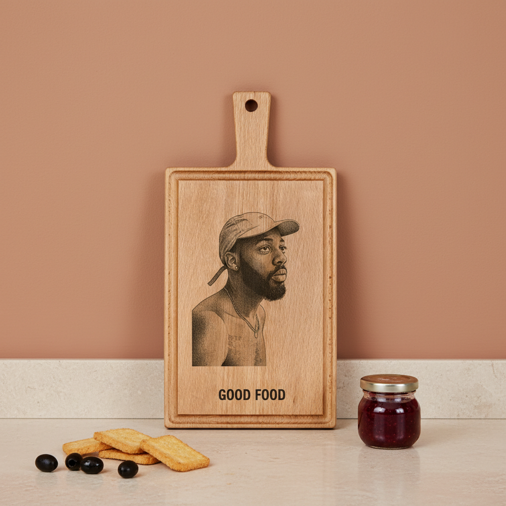 Borrelplank personaliseren - zelf ontwerpen - Beuken -  33cm x 16cm - 26