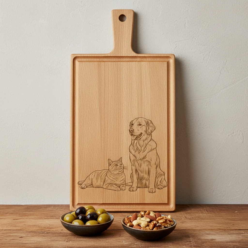 Borrelplank personaliseren - zelf ontwerpen - Beuken -  33cm x 16cm - 33