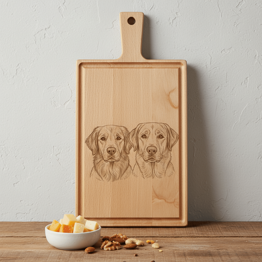 Borrelplank personaliseren - zelf ontwerpen - Beuken -  33cm x 16cm - 1