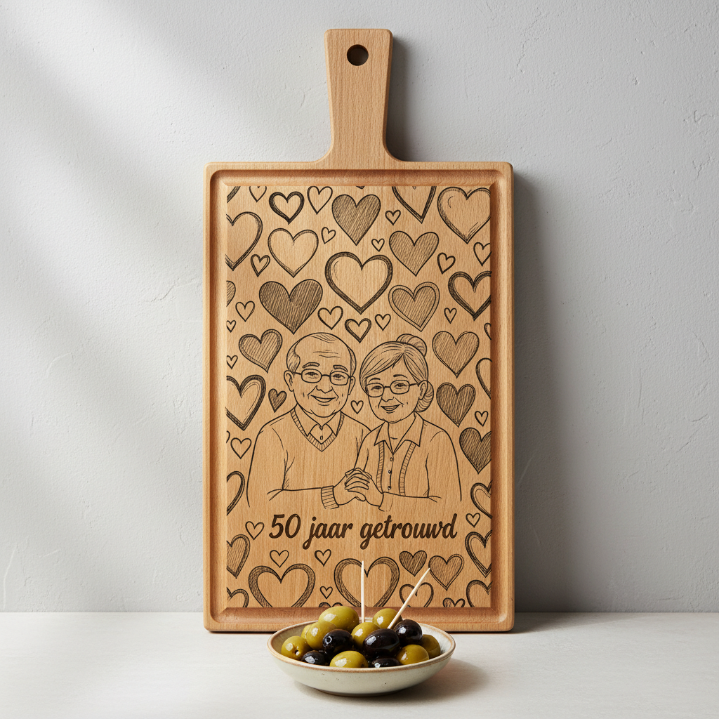 Borrelplank personaliseren - zelf ontwerpen - Beuken -  33cm x 16cm - 32