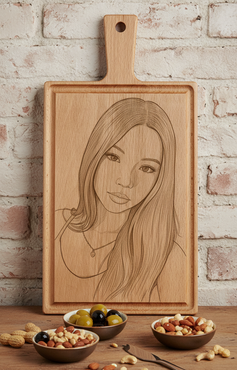 Borrelplank personaliseren - zelf ontwerpen - Beuken -  33cm x 16cm - 34