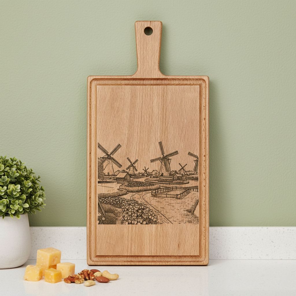 Borrelplank personaliseren - zelf ontwerpen - Beuken -  33cm x 16cm - 23