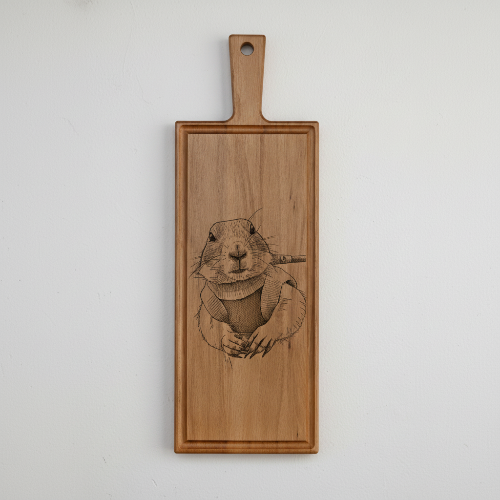 Foto, logo of tekst op borrelplank, snijplank, hapjesplank graveren - Beuken -  48cm x 17cm - 33