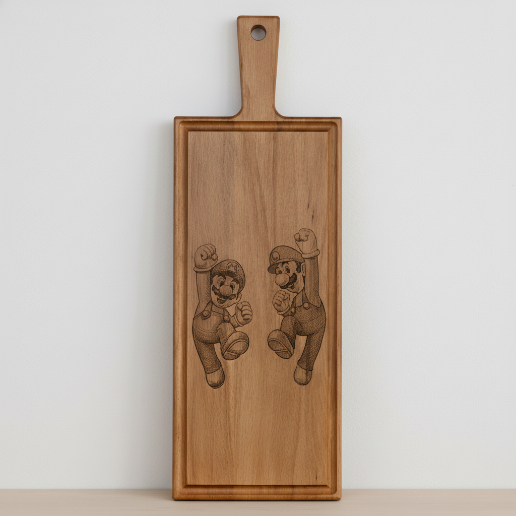 Foto, logo of tekst op borrelplank, snijplank, hapjesplank graveren - Beuken -  48cm x 17cm - 35