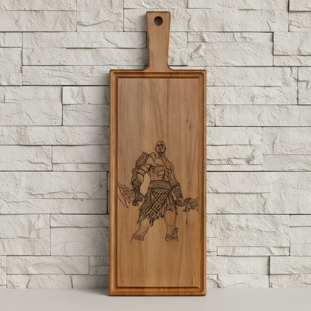 Foto, logo of tekst op borrelplank, snijplank, hapjesplank graveren - Beuken -  48cm x 17cm - 36