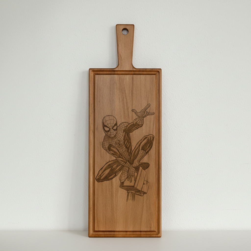 Foto, logo of tekst op borrelplank, snijplank, hapjesplank graveren - Beuken -  48cm x 17cm - 38