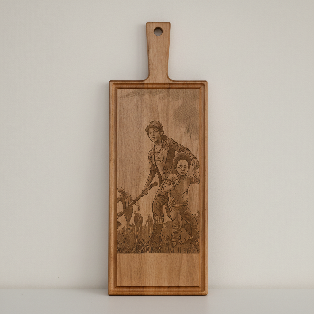 Foto, logo of tekst op borrelplank, snijplank, hapjesplank graveren - Beuken -  48cm x 17cm - 41