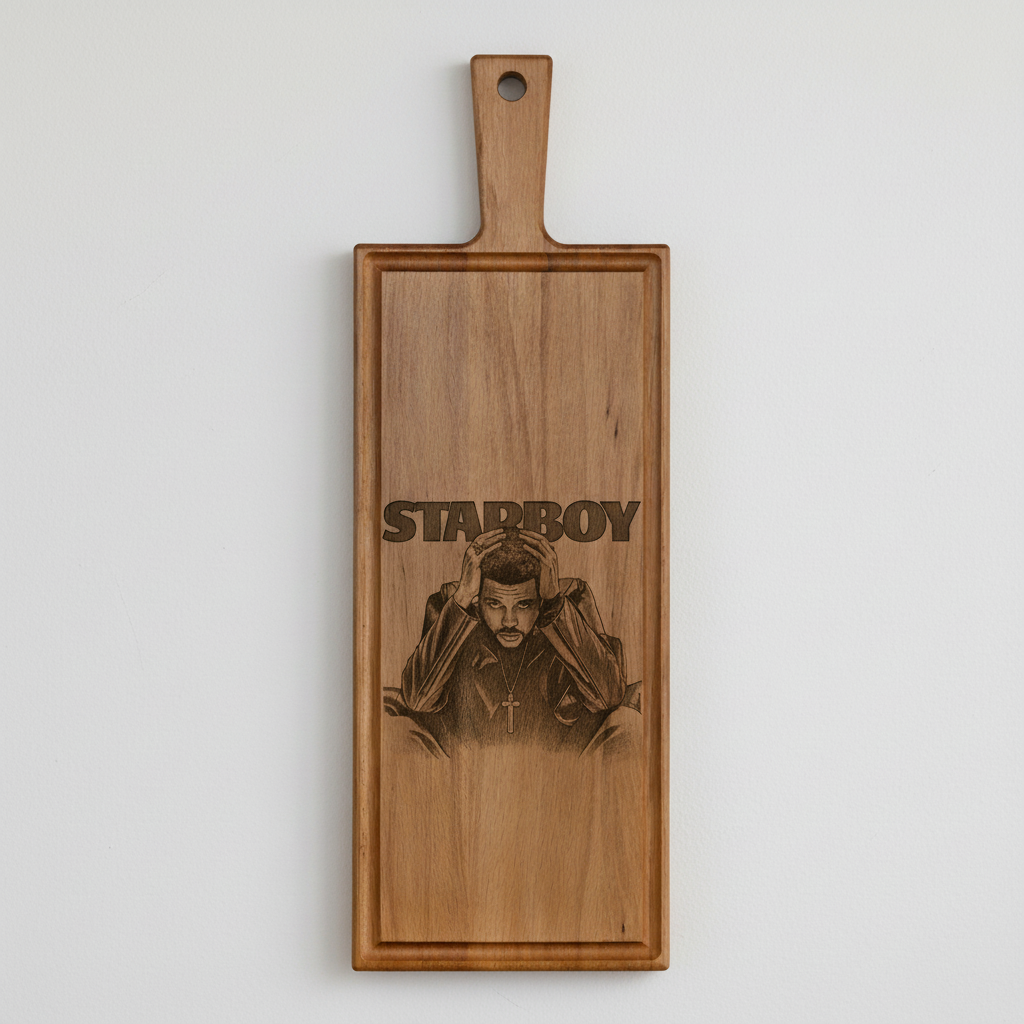 Foto, logo of tekst op borrelplank, snijplank, hapjesplank graveren - Beuken -  48cm x 17cm - 45