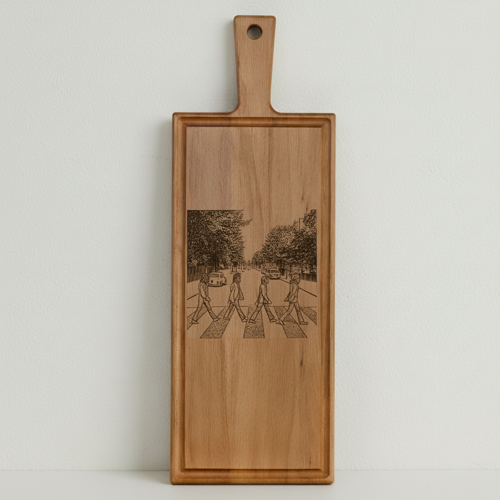 Foto, logo of tekst op borrelplank, snijplank, hapjesplank graveren - Beuken -  48cm x 17cm - 46