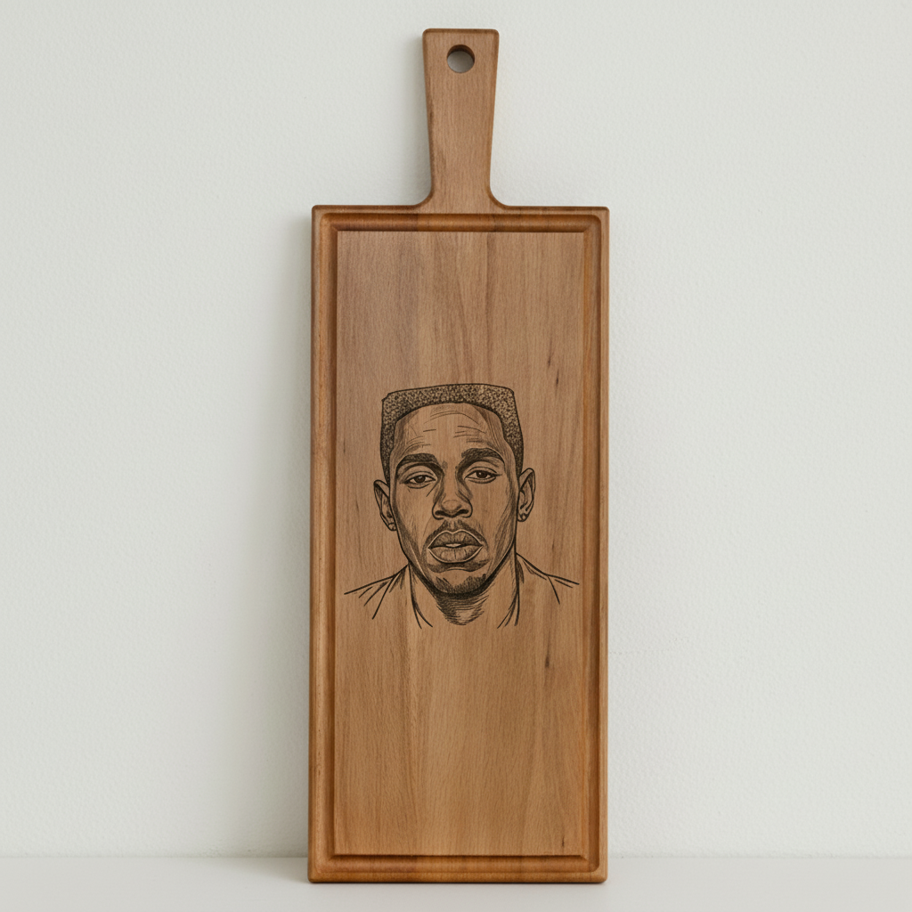 Foto, logo of tekst op borrelplank, snijplank, hapjesplank graveren - Beuken -  48cm x 17cm - 47