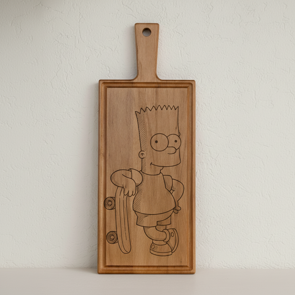 Foto, logo of tekst op borrelplank, snijplank, hapjesplank graveren - Beuken -  48cm x 17cm - 49