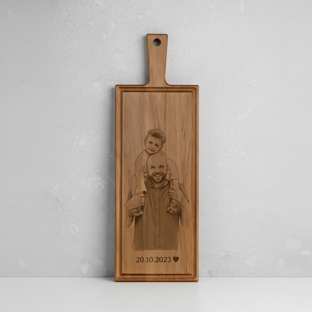 Foto, logo of tekst op borrelplank, snijplank, hapjesplank graveren - Beuken -  48cm x 17cm - 8