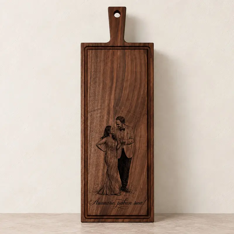 Plank met handvat - walnoot - 59x19 cm - zelf ontwerpen