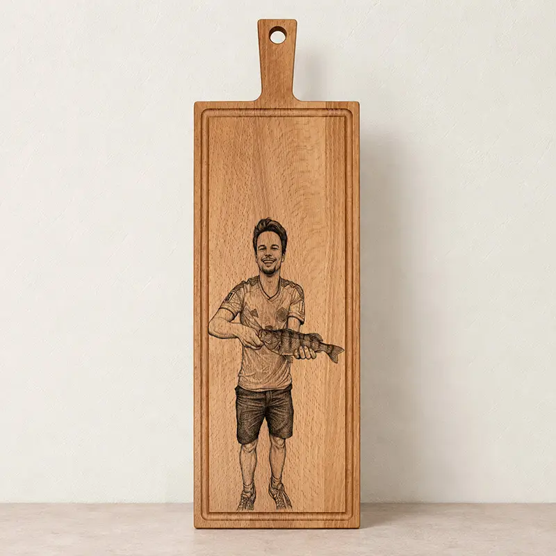 Plank met handvat - beuken - 59x19 cm - zelf ontwerpen