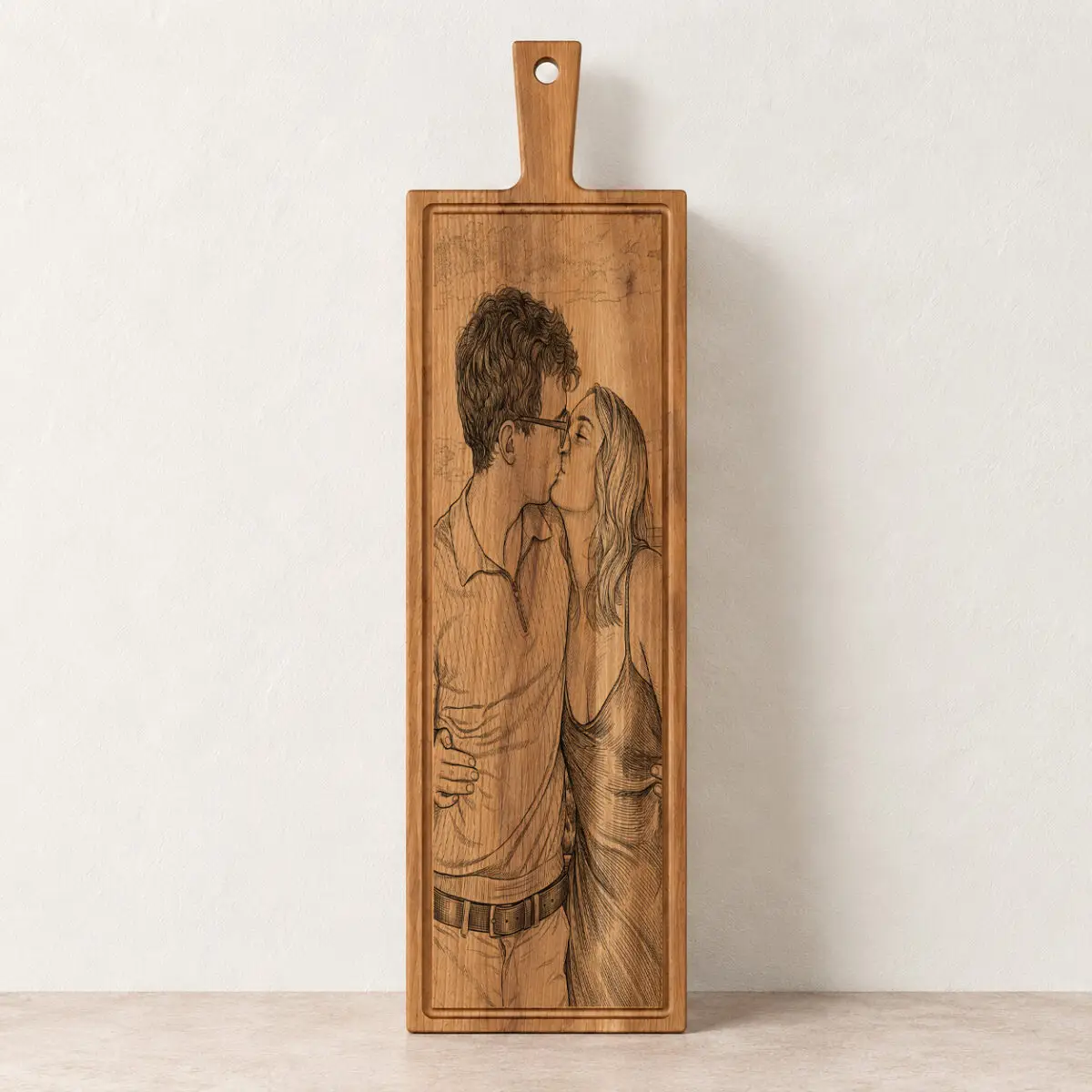 Plank met handvat - beuken - 69x19 cm - zelf ontwerpen