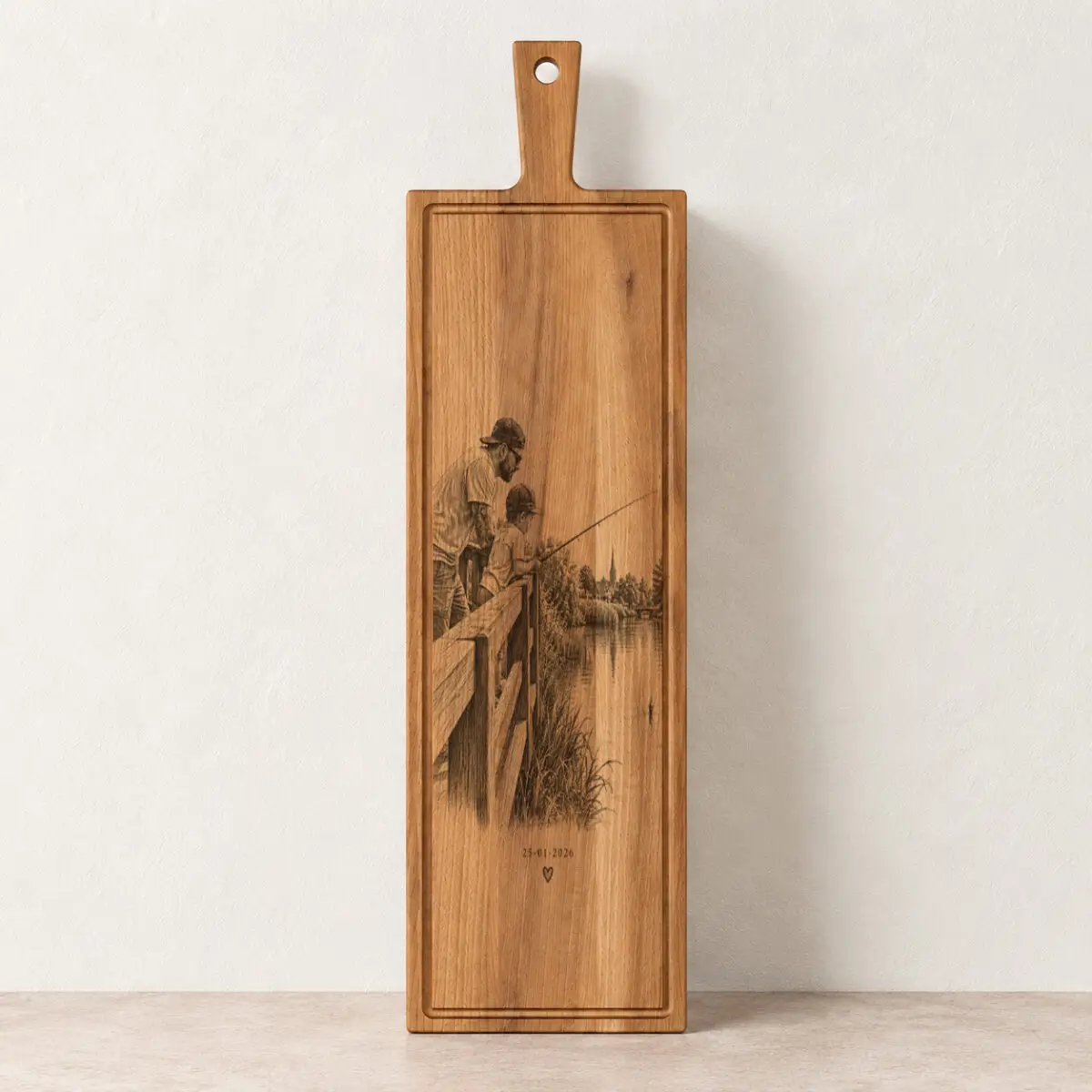 Plank met handvat - beuken - 69x19 cm - zelf ontwerpen