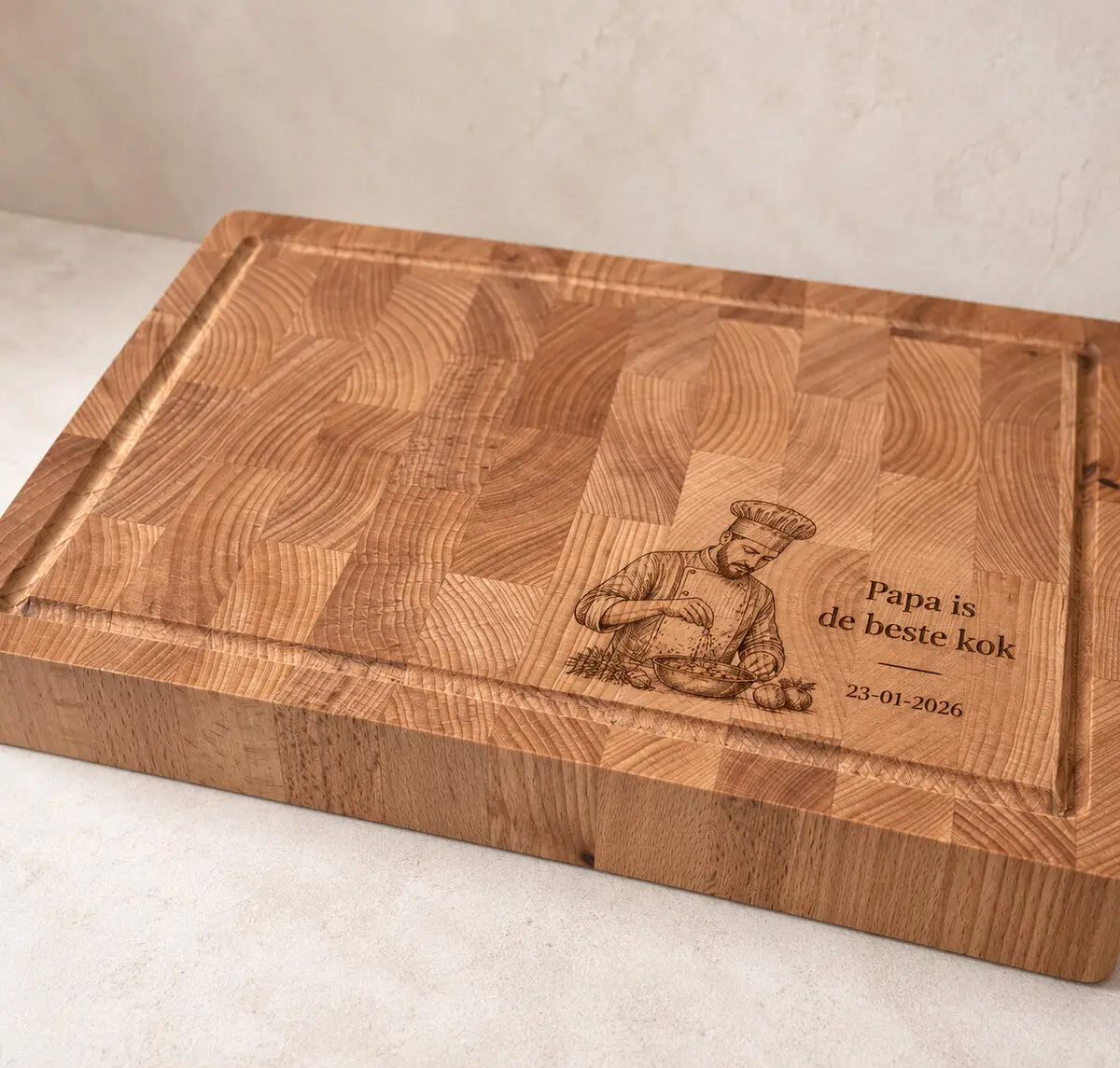 Hakblok met handvaten - beuken - 36x26 cm - zelf ontwerpen