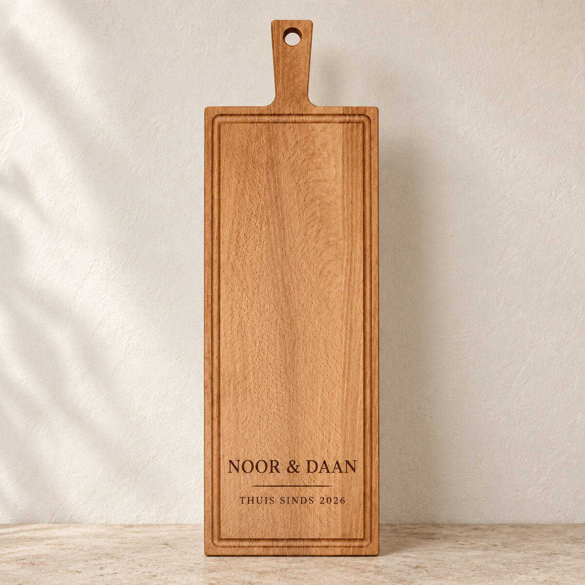 Plank met handvat - beuken - 59x19 cm - zelf ontwerpen - Variant 02