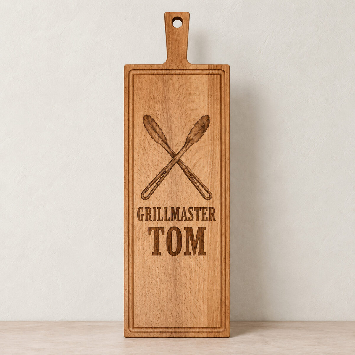 Plank met handvat - beuken - 59x19 cm - zelf ontwerpen - Variant 11