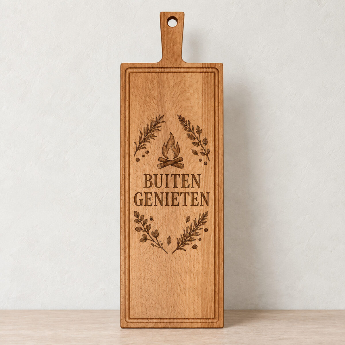Plank met handvat - beuken - 59x19 cm - zelf ontwerpen - Variant 12