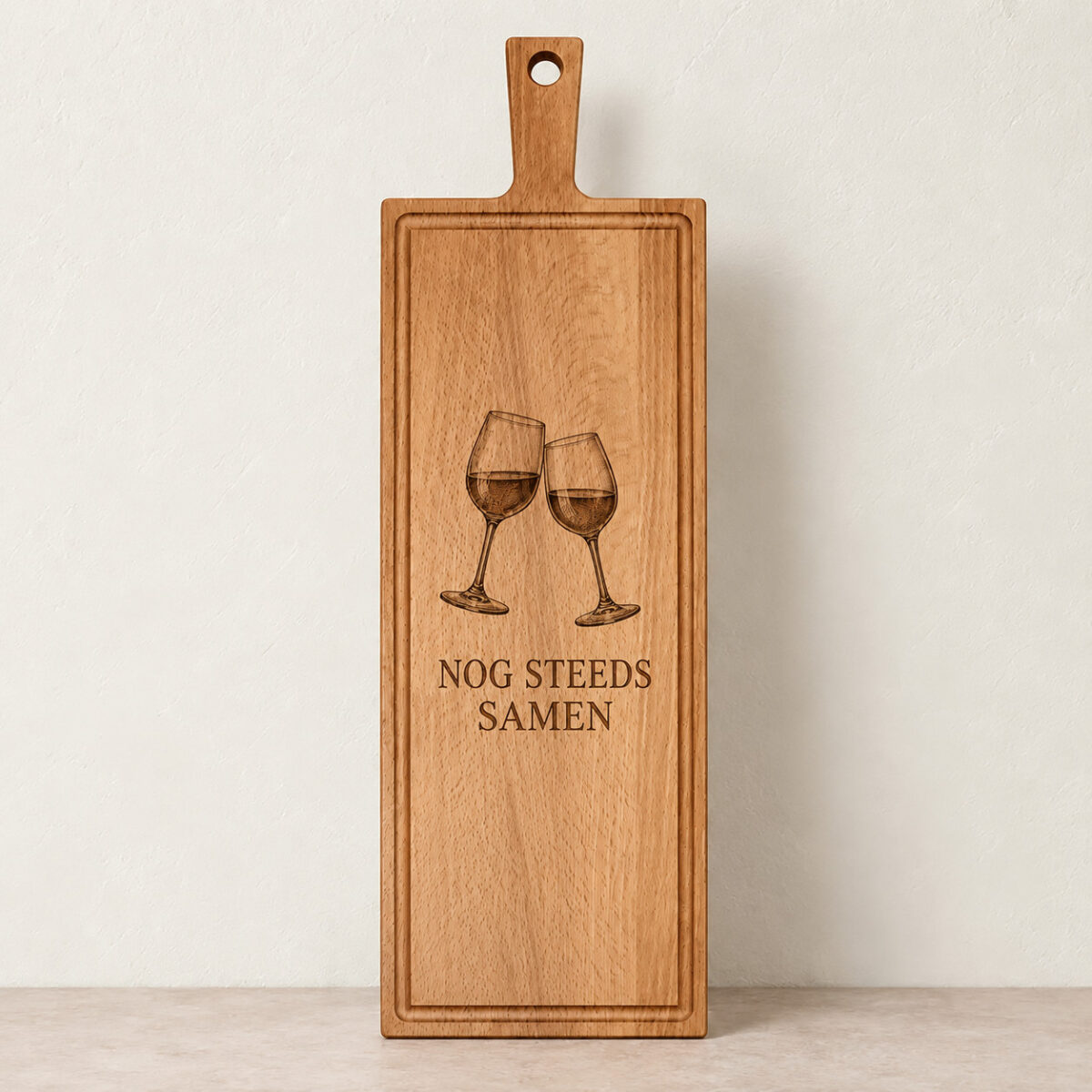 Plank met handvat - beuken - 59x19 cm - zelf ontwerpen - Variant 18