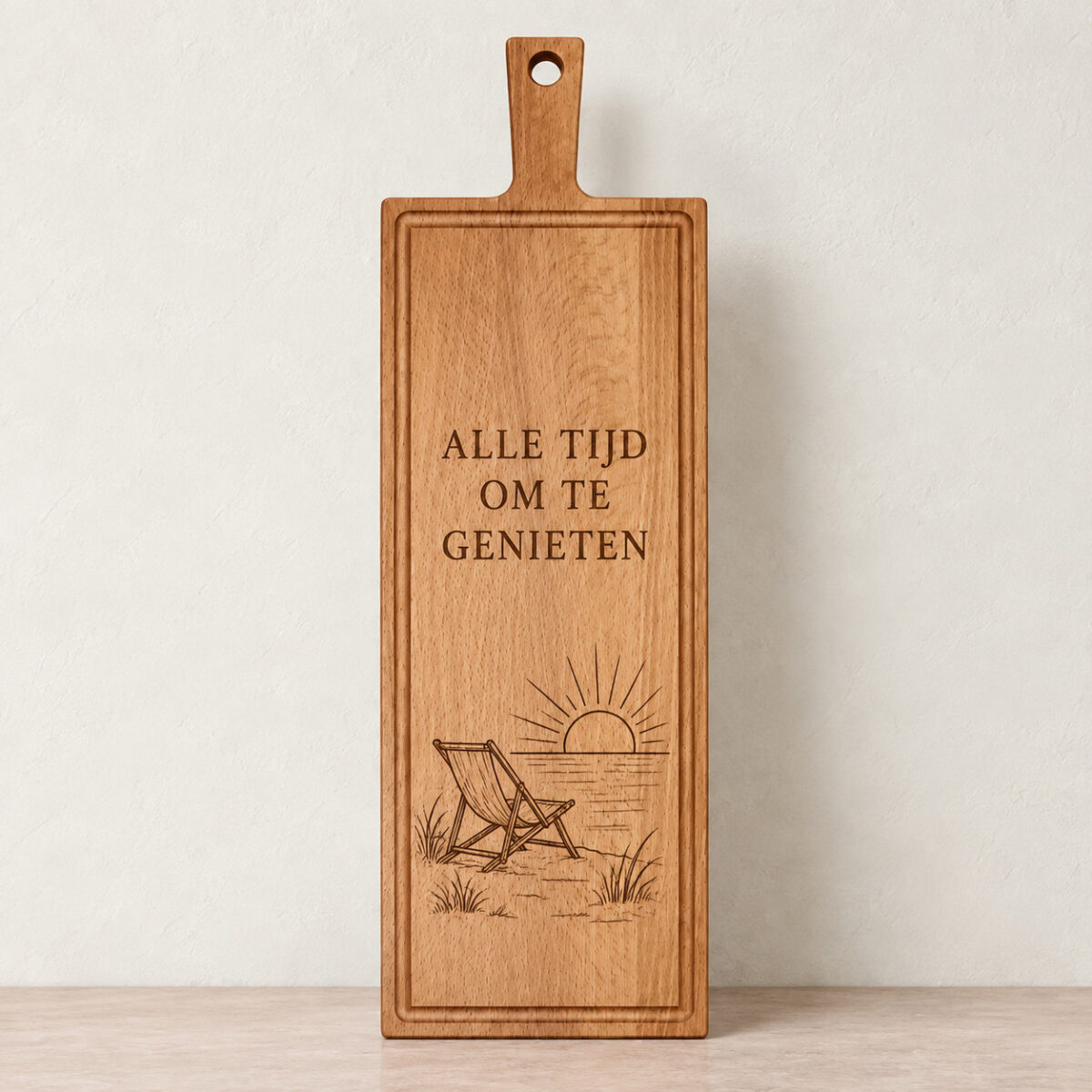 Plank met handvat - beuken - 59x19 cm - zelf ontwerpen - Variant 19