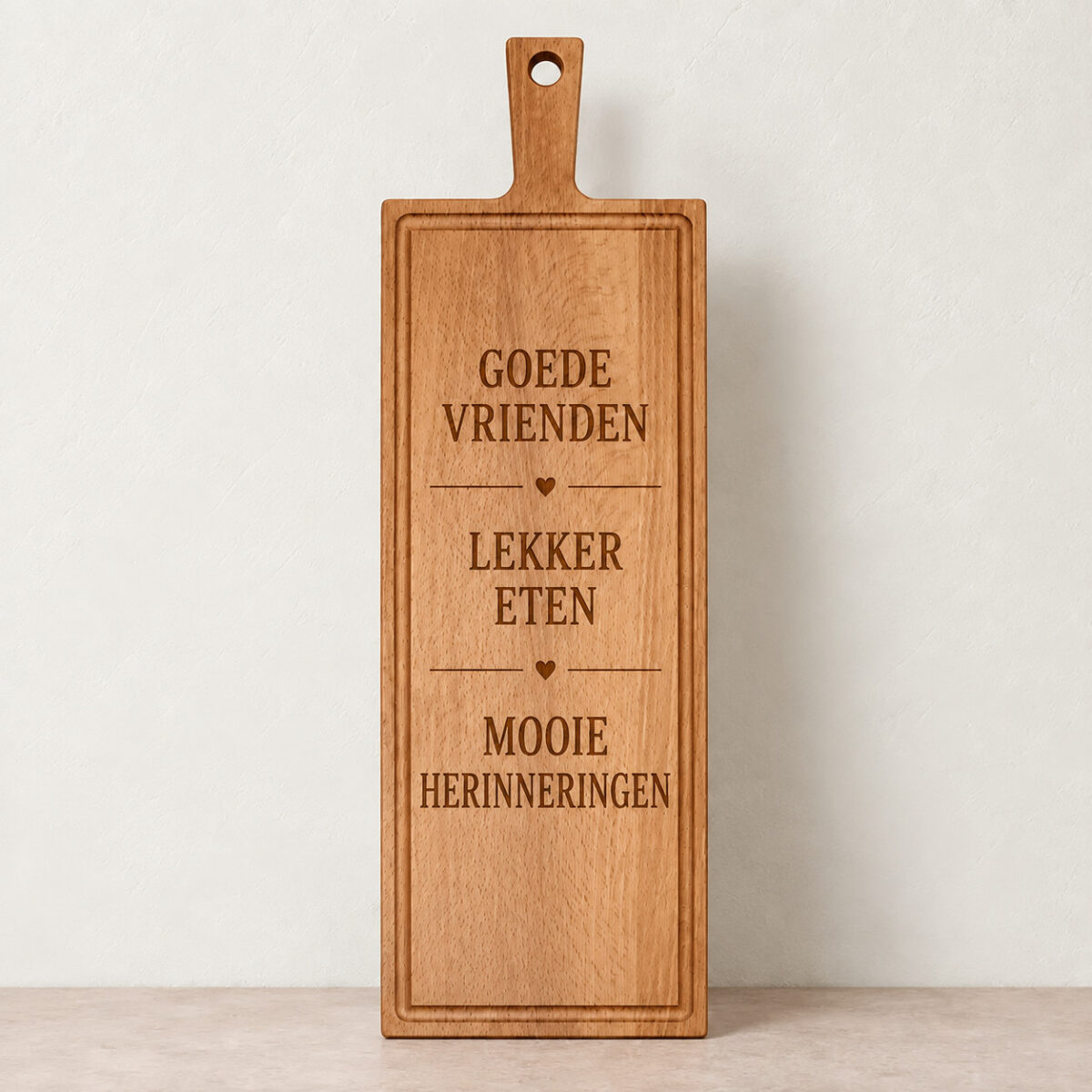 Plank met handvat - beuken - 59x19 cm - zelf ontwerpen - Variant 32