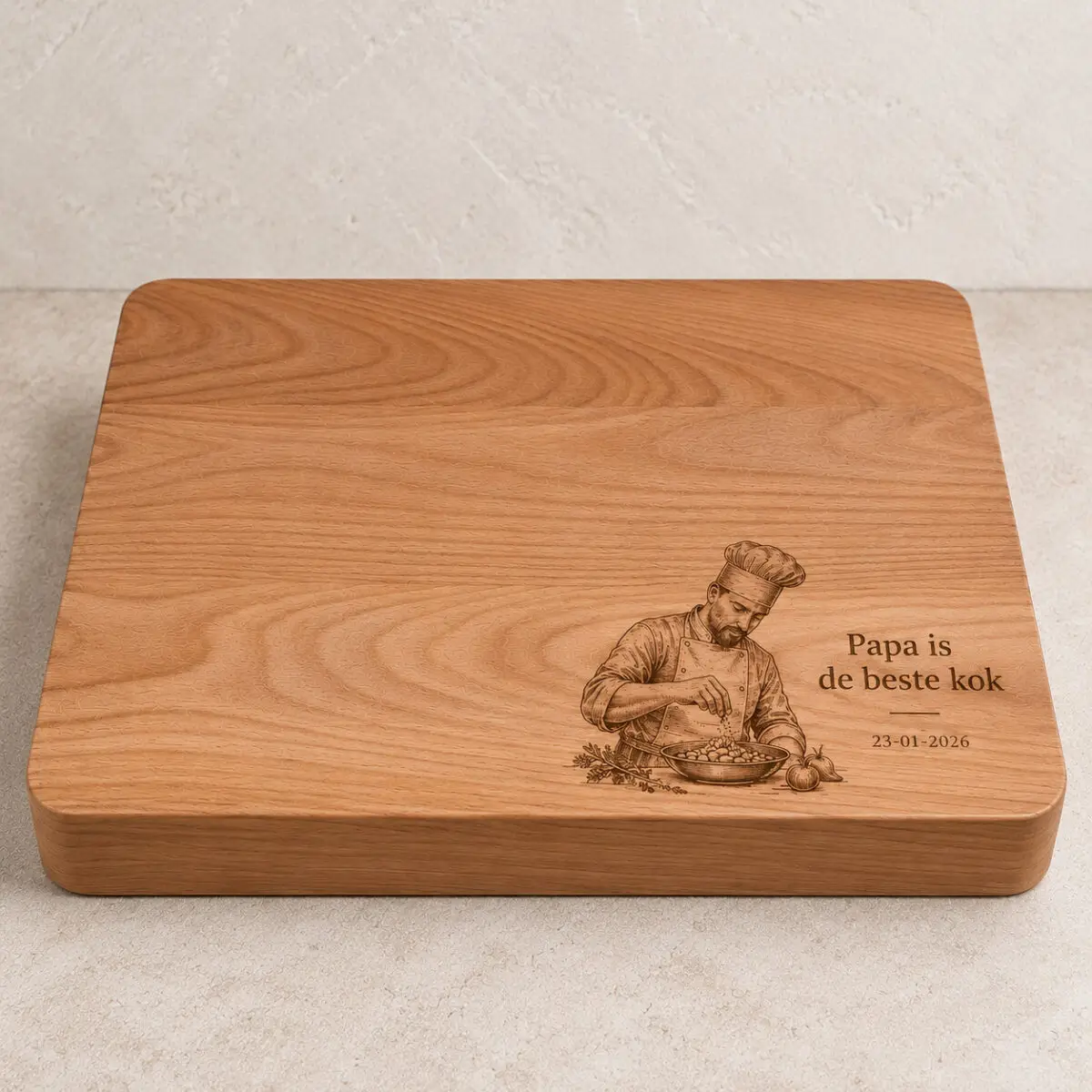 Snijplank met handvaten - beuken - 38x28 cm - zelf ontwerpen