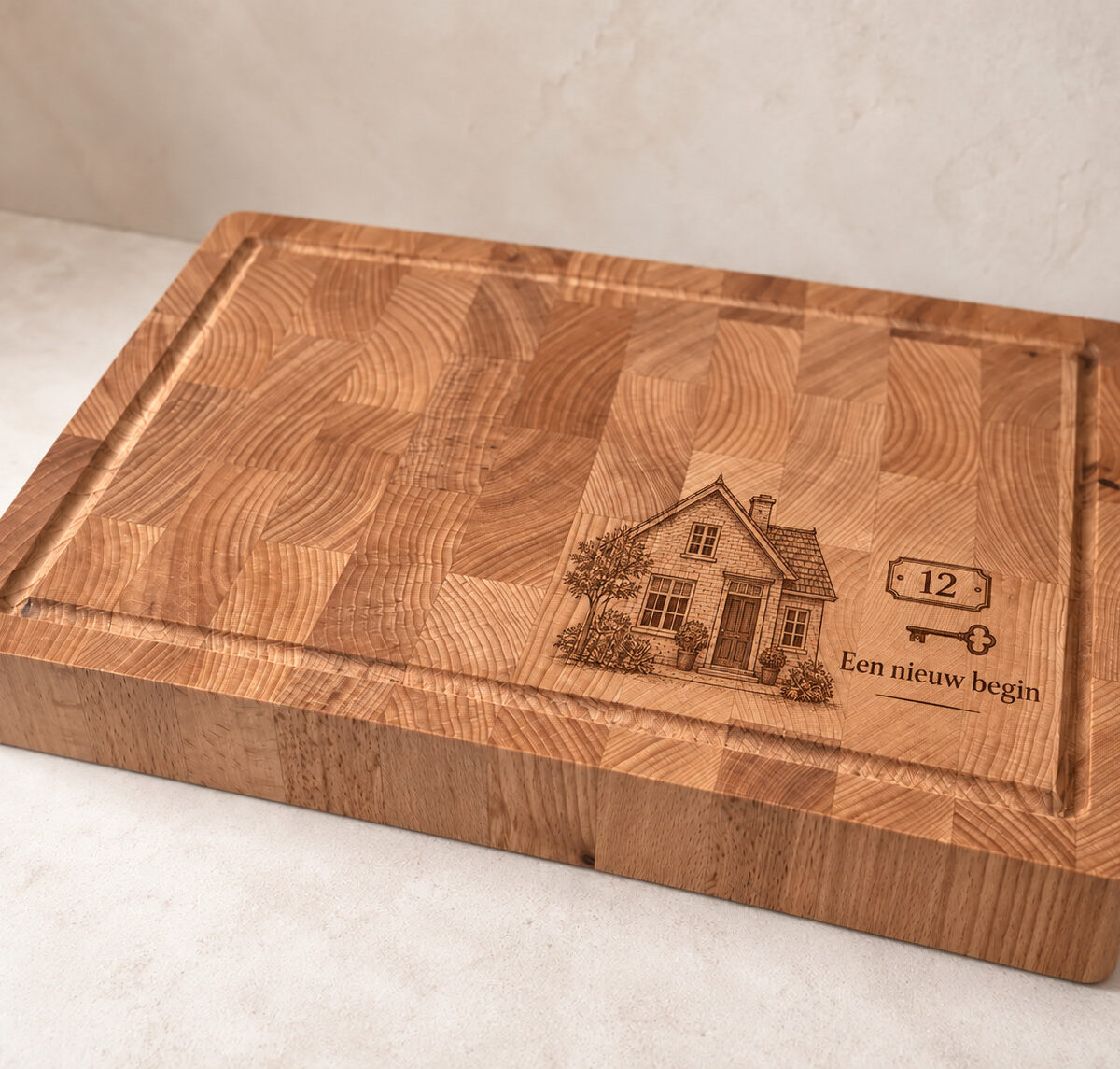 Hakblok met handvaten - beuken - 36x26 cm - zelf ontwerpen - Variant 02