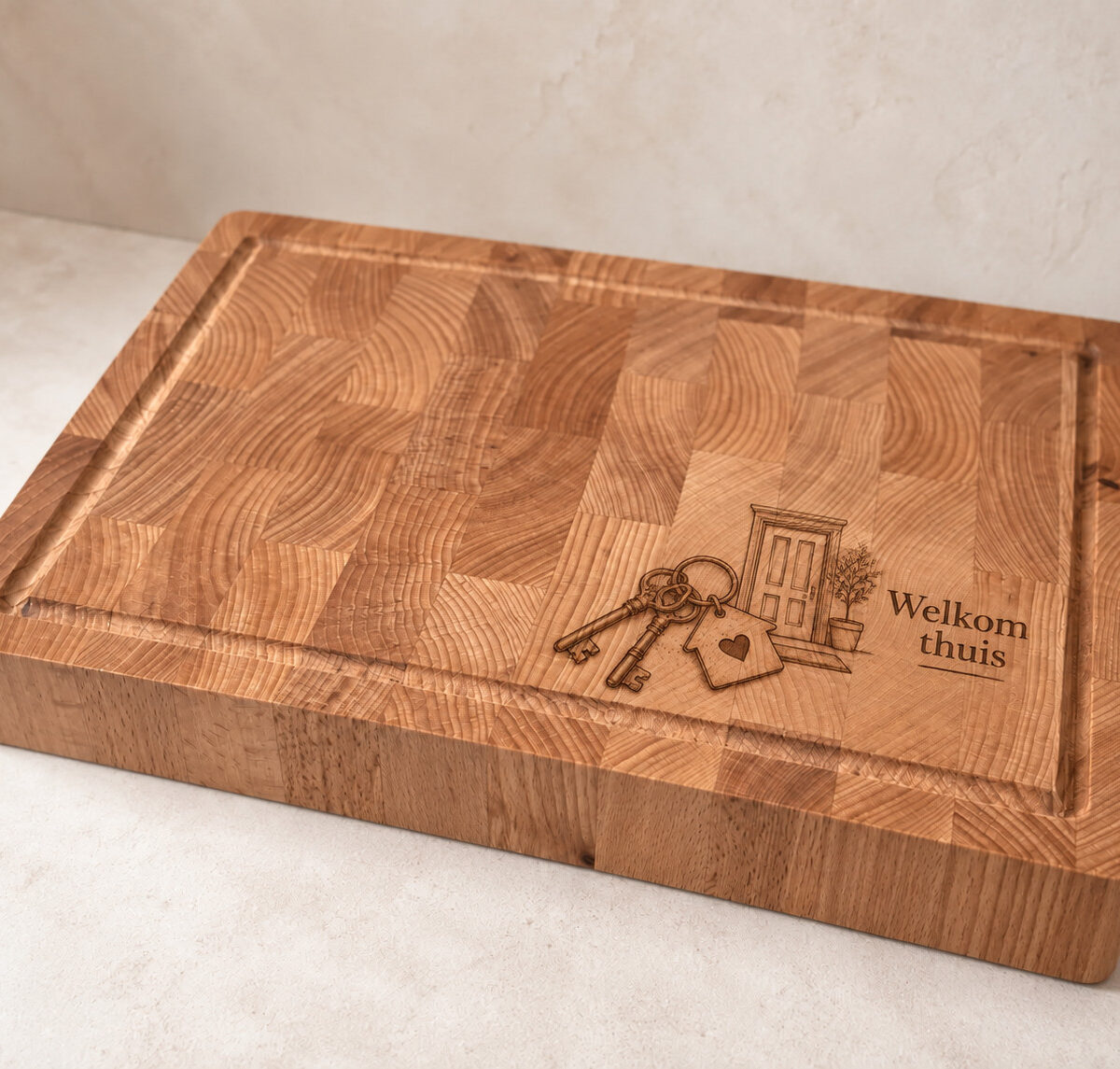 Hakblok met handvaten - beuken - 36x26 cm - zelf ontwerpen - Variant 03
