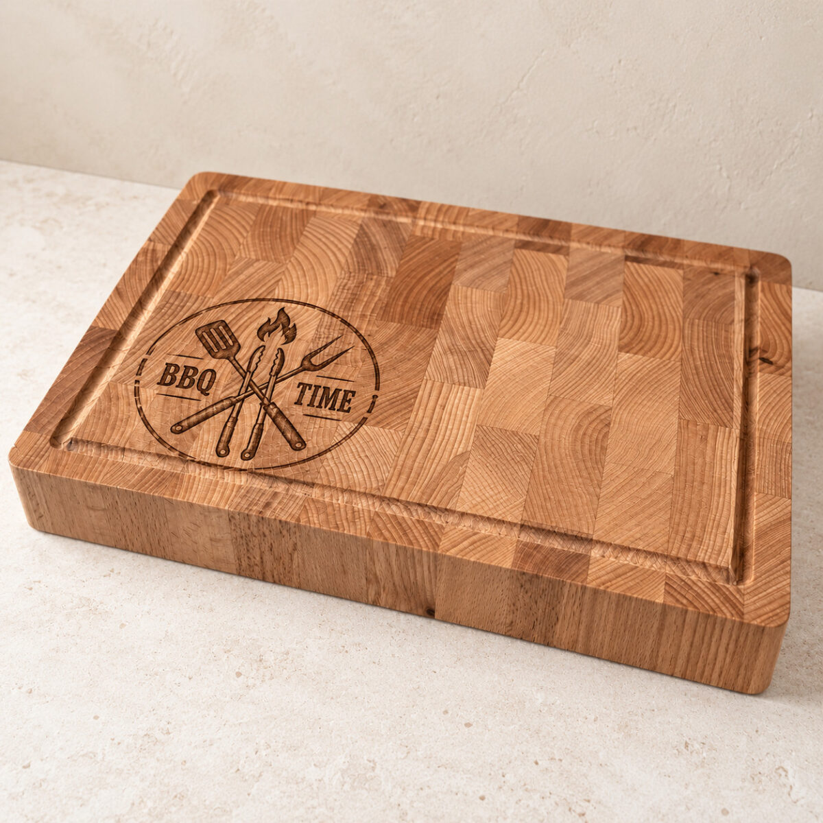 Hakblok met handvaten - beuken - 36x26 cm - zelf ontwerpen - Variant 11