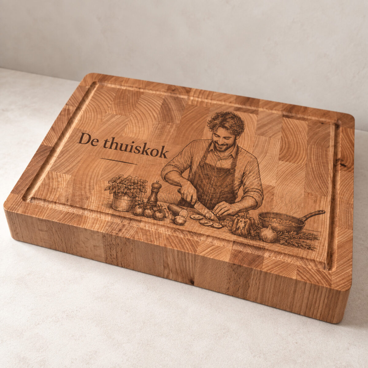Hakblok met handvaten - beuken - 36x26 cm - zelf ontwerpen - Variant 12