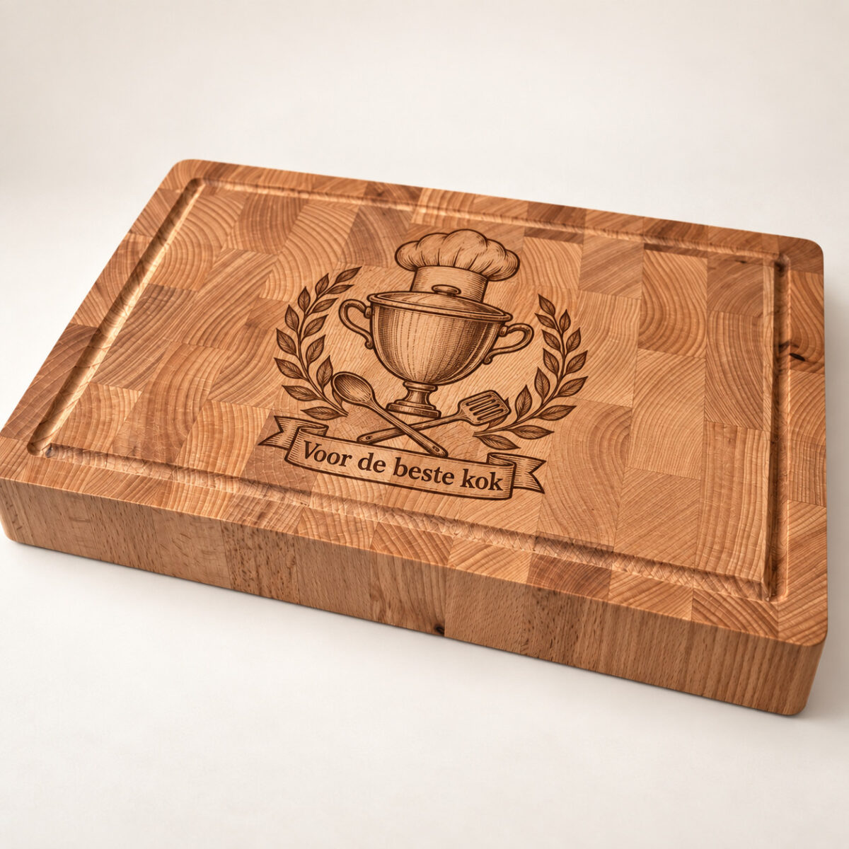 Hakblok met handvaten - beuken - 36x26 cm - zelf ontwerpen - Variant 13
