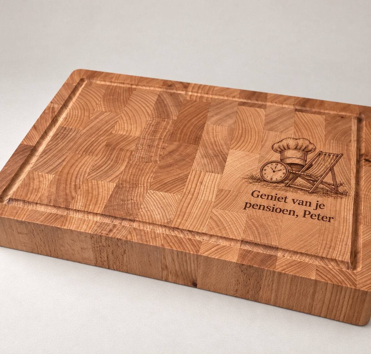 Hakblok met handvaten - beuken - 36x26 cm - zelf ontwerpen - Variant 20