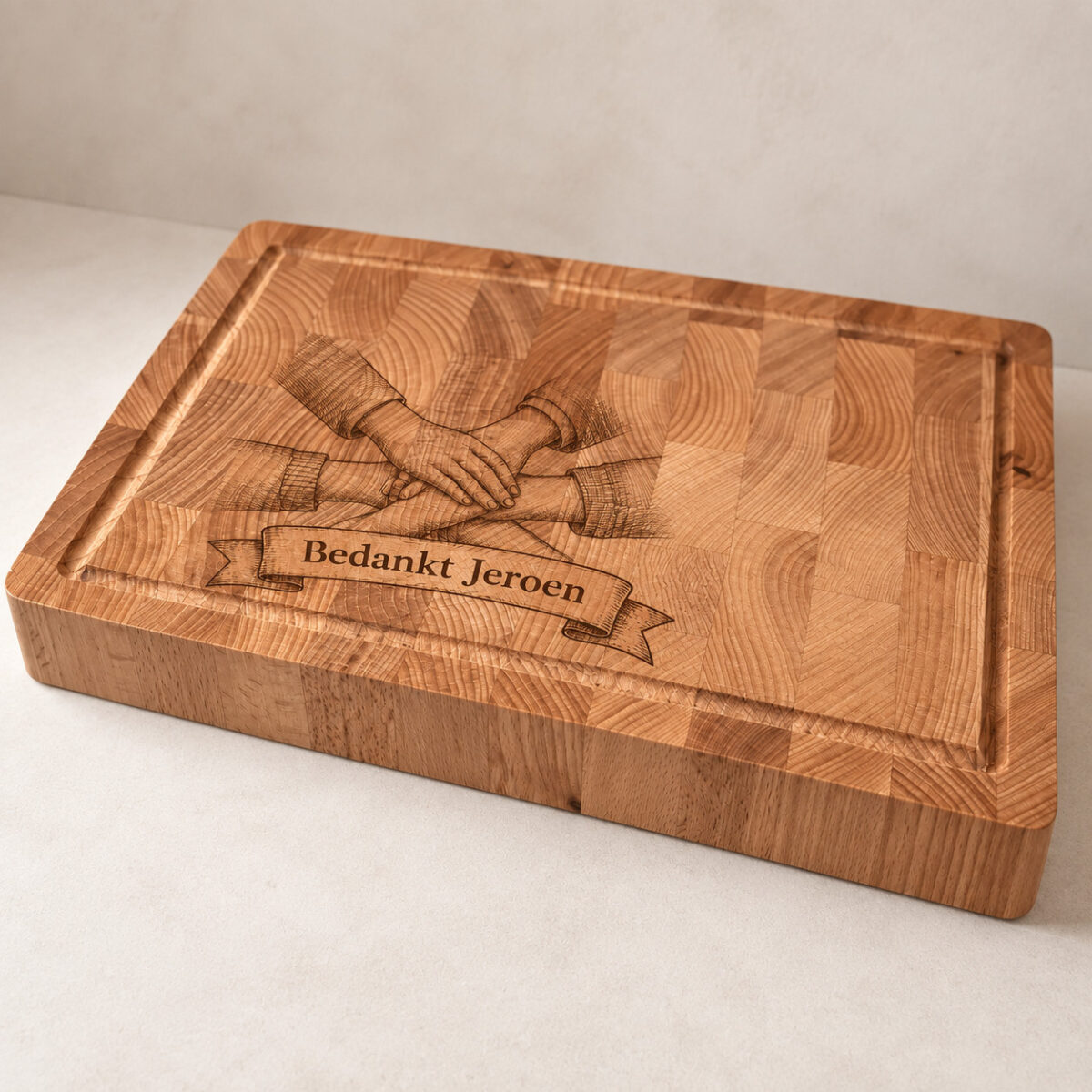 Hakblok met handvaten - beuken - 36x26 cm - zelf ontwerpen - Variant 21
