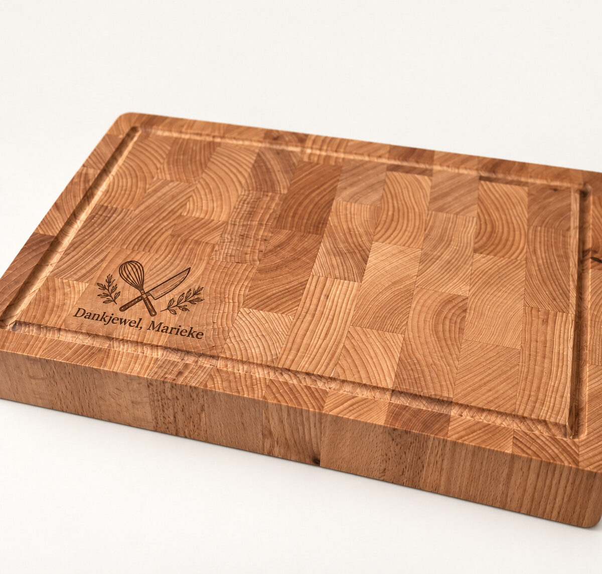 Hakblok met handvaten - beuken - 36x26 cm - zelf ontwerpen - Variant 22