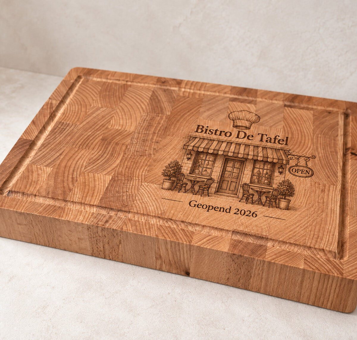 Hakblok met handvaten - beuken - 36x26 cm - zelf ontwerpen - Variant 23